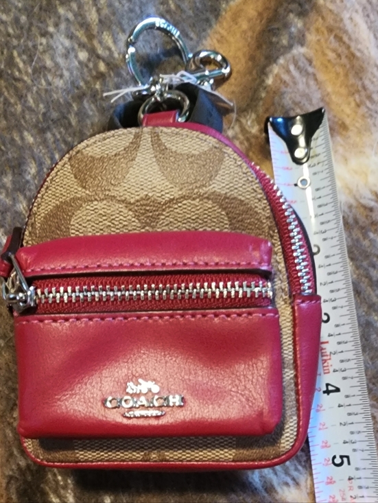 Coach Handbags - Coach Signature Canvas Mini Backpack Keychain with Pink Trim